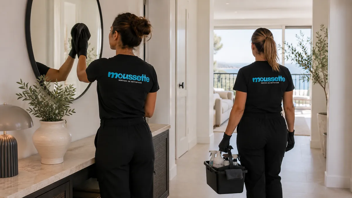 L'équipe Moussette remet en état une maison, miroirs et surfaces impeccables